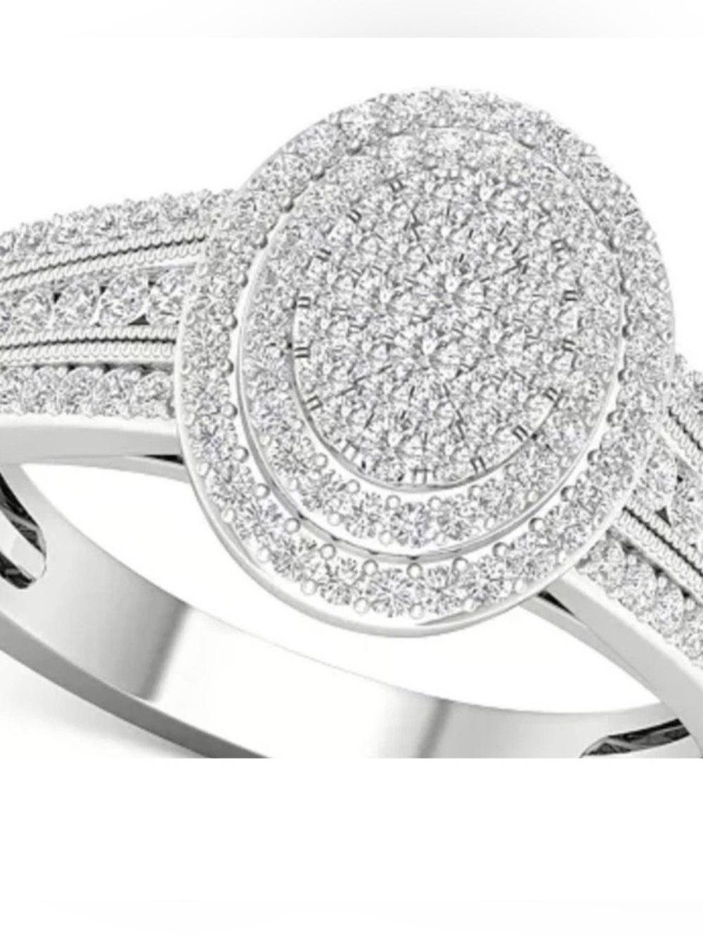 Macy's
Diamond Oval Statement Ring (1/2 ct. t.w.) in Sterling Silver. Size 5.5.